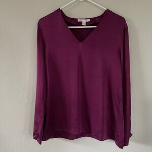 BOSS Purple Stretch Silk V-neck Blouse (6)